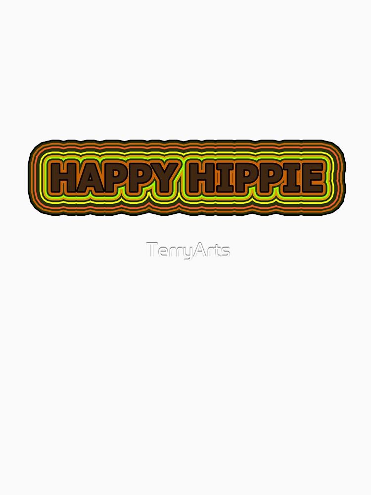 Happy Hippie Words Earthy Tones Hippie Vibes Retro Lines 1 of 4 by Beachy