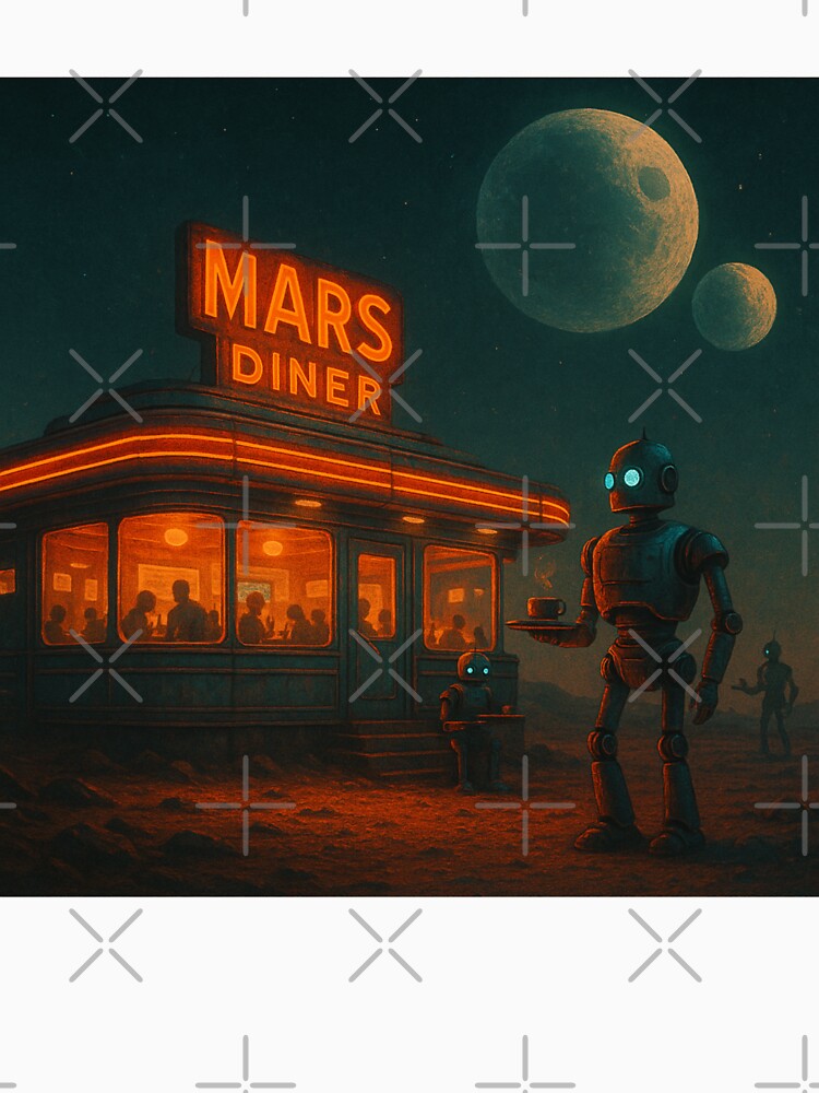 Retro Martian Diner – Robots Under Twin Moons by holaitssher