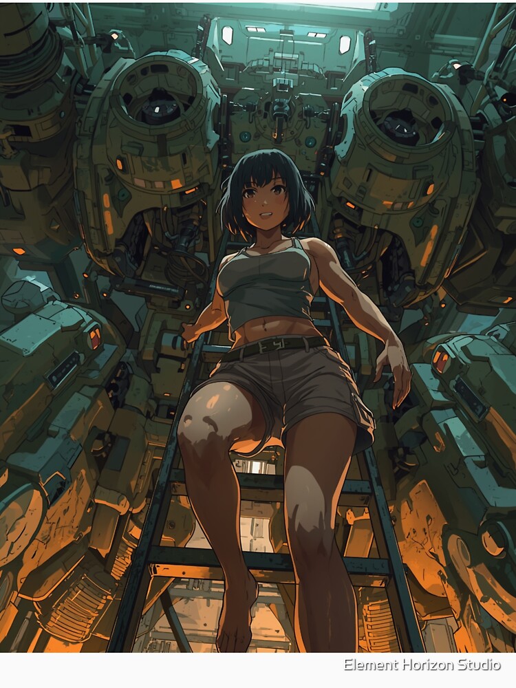Mech Pilot Descending Through a Futuristic Hangar by Element Horizon Studio