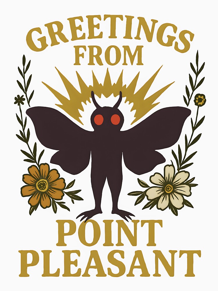 Greetings from Point Pleasant - Floral Mothman Design- Cryptidcore by The Void Shoppe