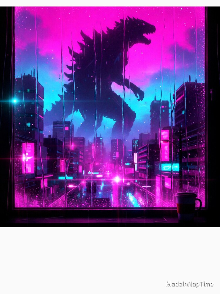 Neon Kaiju – Cyberpunk City Monster Art by MadeInNapTime