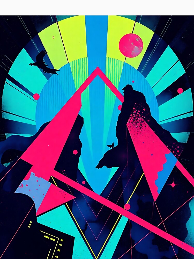 Neon Cyberpunk Landscape - Futuristic Geometric Art by VA Design