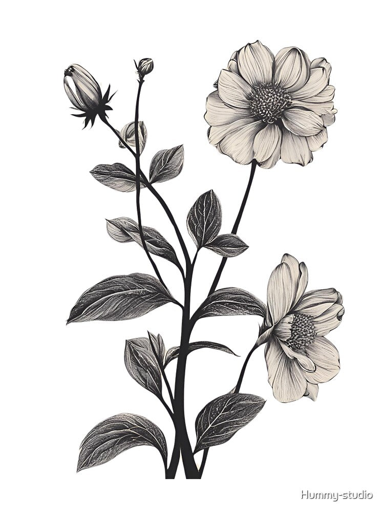 Monochrome Tall Flowers Design" by Hummy-studio