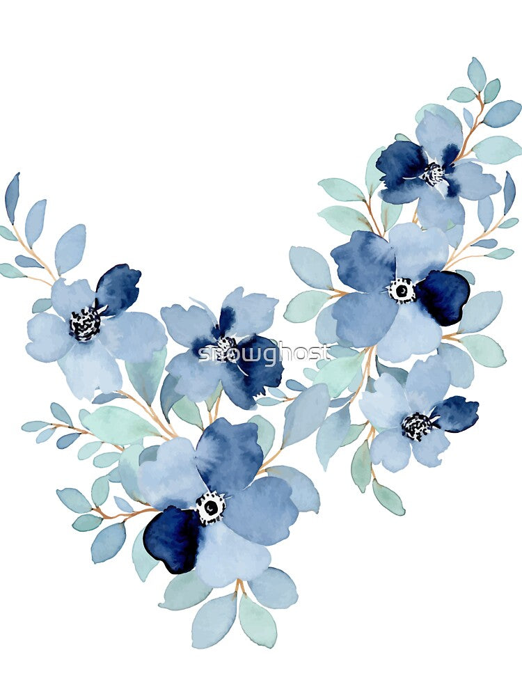 watercolour blue flowers by the snowghost