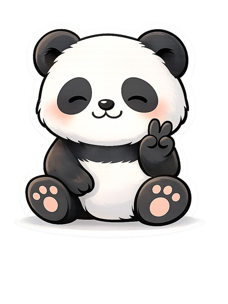 Cute Panda Peace Sign – Kawaii Panda Cartoon Sticker | Adorable Animal Aesthetic Art by snaperos