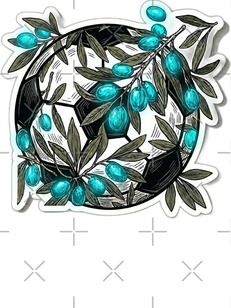 Retro 90s Football Olive Tree Branch Blue Soccer 2026 Aesthetic by Fatomfatom