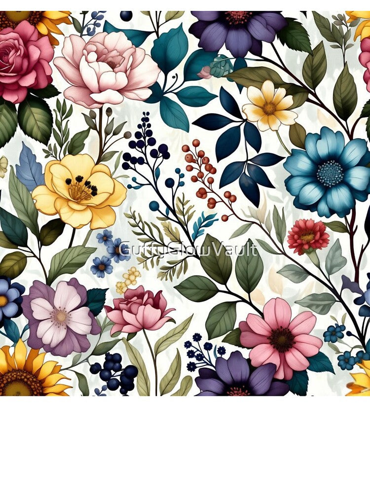 Luxury Boho Flowers Pattern – Pastel Gold Wildflower Garden by GuffyGlowVault