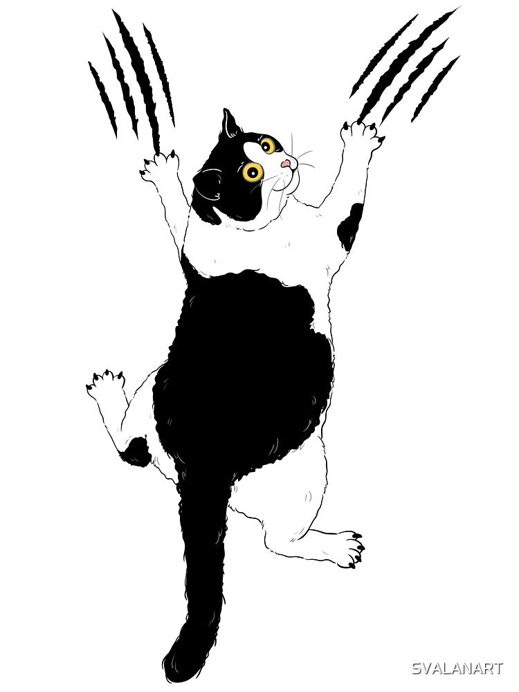 Playful Scratching Cat – Funny Design for Cat Lovers by SVALANART