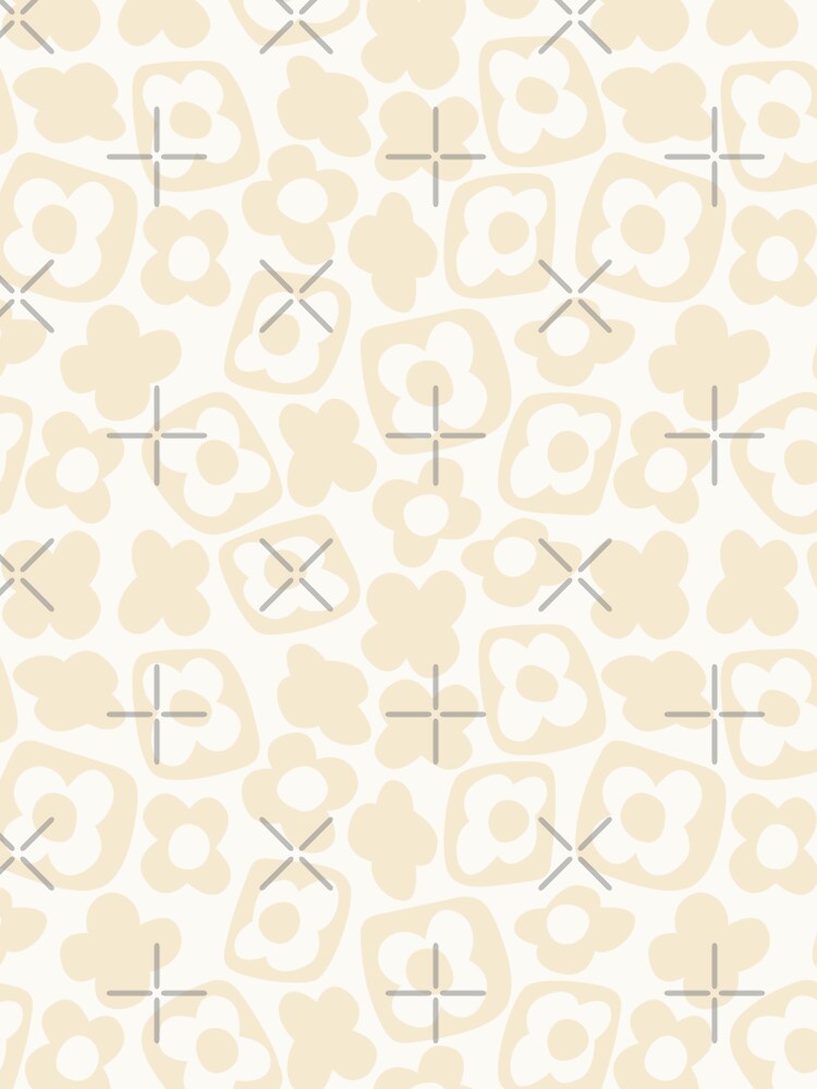 BOHO BOXY MODERN FLOWER PATTERN NEUTRAL BEIGE CREAM by blomastudios