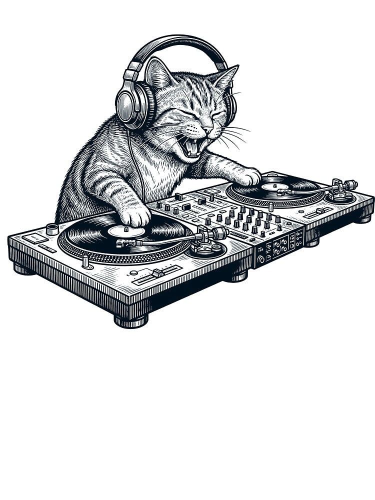 Vintage Retro Cat DJ Animal Music Lover by TerryConnells