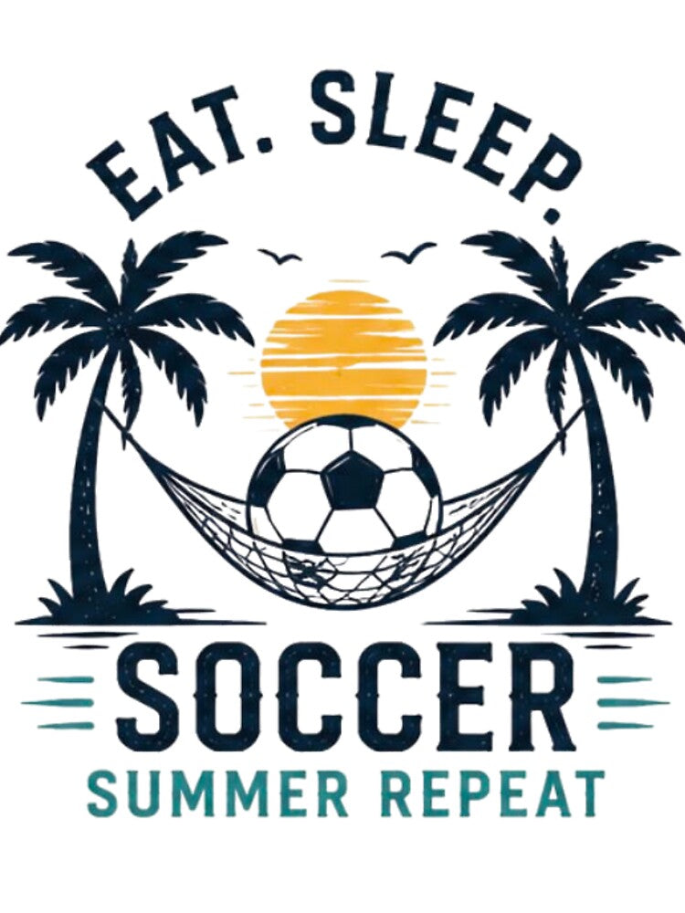 Eat Sleep Soccer Summer Repeat Beach Football Retro T-Shirt by novaduman