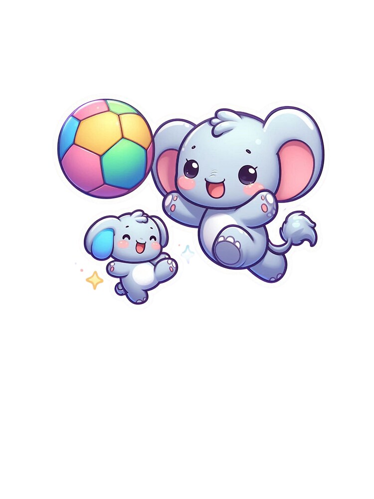 Cute Baby Elephant  Playing Football Sticker by carestazafeli