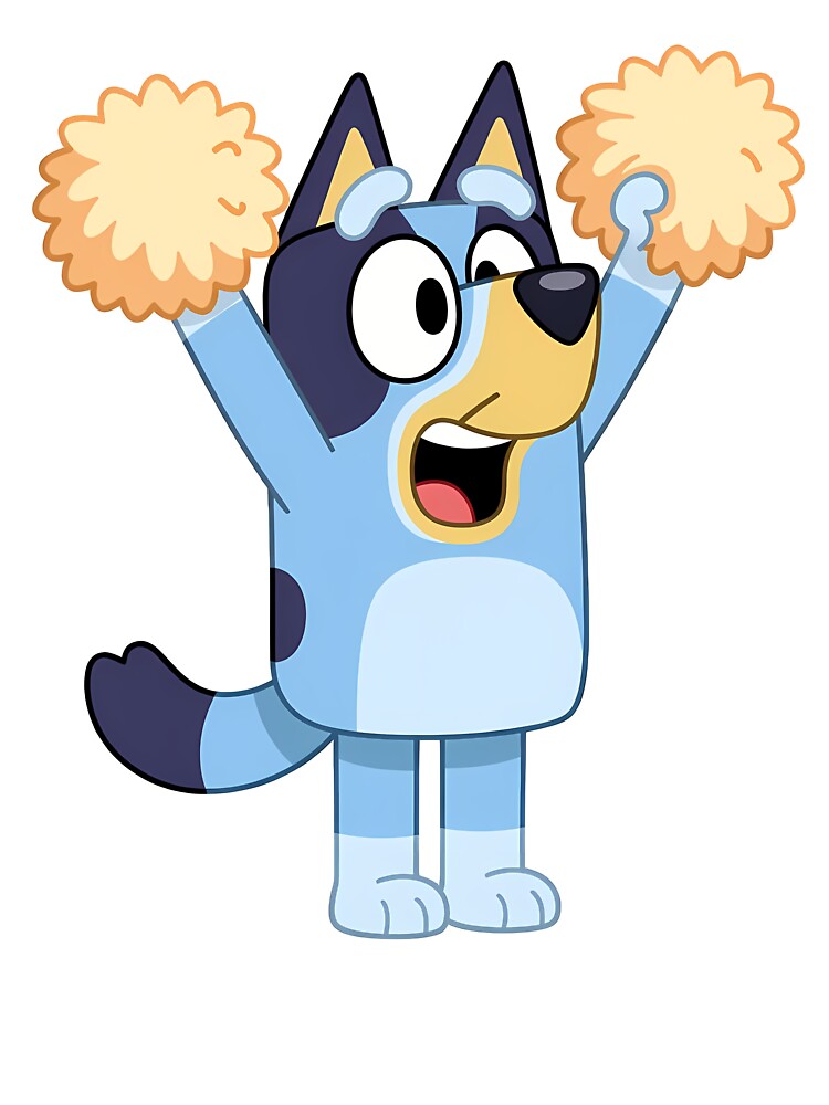 Bluey Cheerleader Pom-Poms Fun Kids Design by Bloomie_Studio