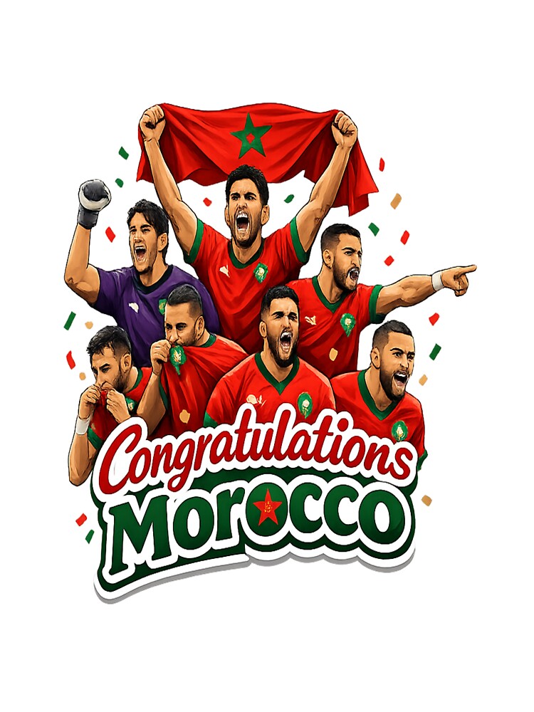 Congratulations Morocco Football Celebration Sticker | Proud Moroccan Soccer Fan Design by sosservice