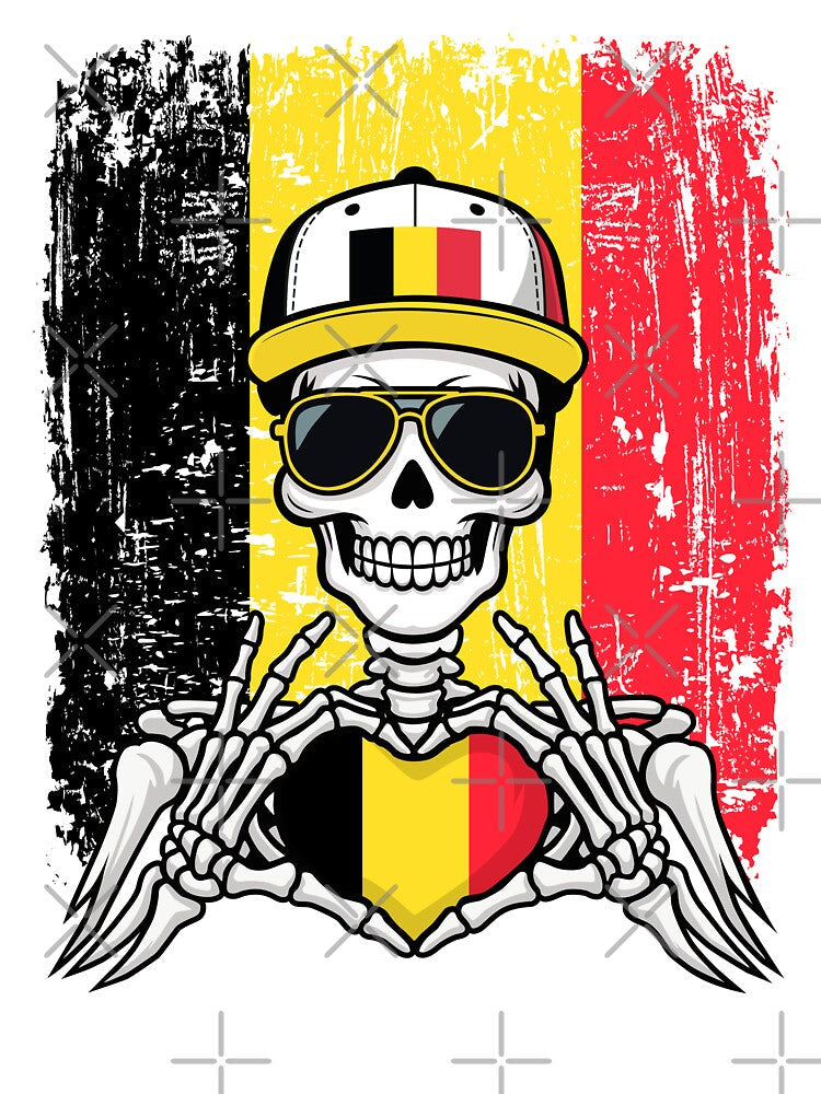 Belgian Pride Skeleton Art Tee by Colorful Designs