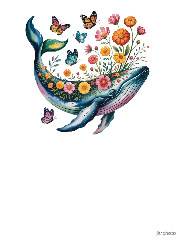 Floral Whale and Butterflies by jkrphoto