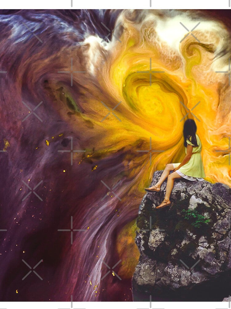 Dramatic colorful space swirl with a girl by DelightfulArts