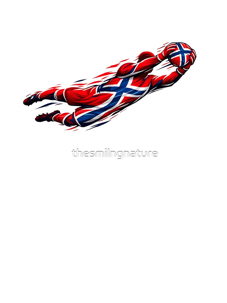Norwegian Flag Goalkeeper Art – Dynamic Soccer Design Celebrating Norway’s Spirit & Sports Pride by thesmilngnature