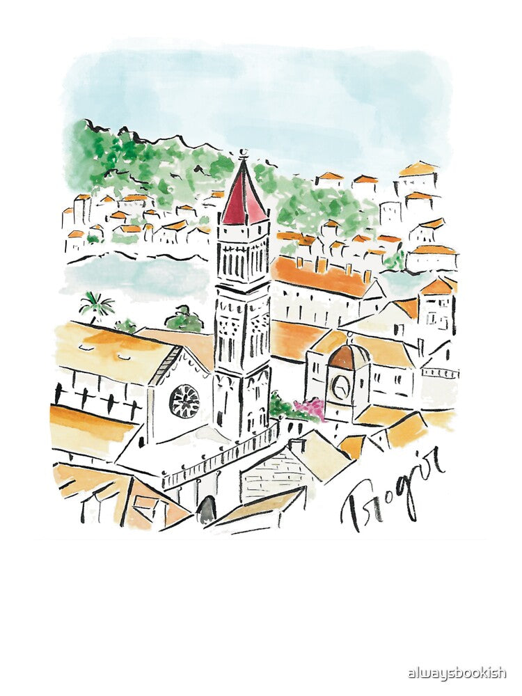 Trogir, Croatia Travel Poster Print Sticker by alwaysbookish
