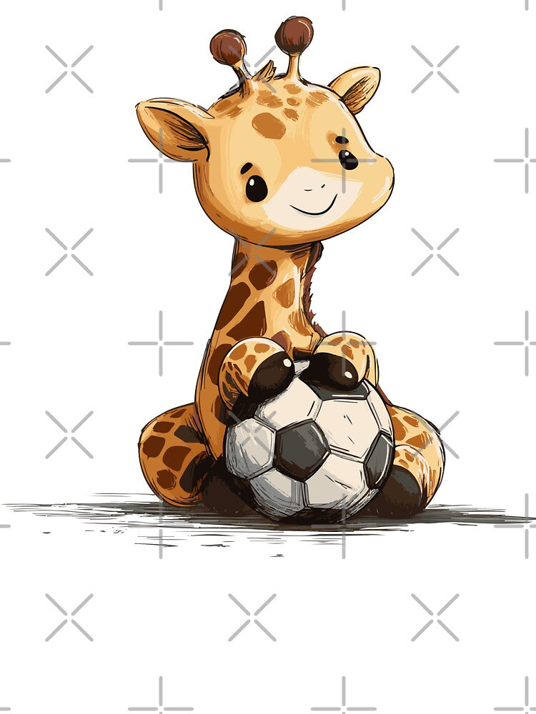 Cute Baby Giraffe Playing Soccer by ClubVacay