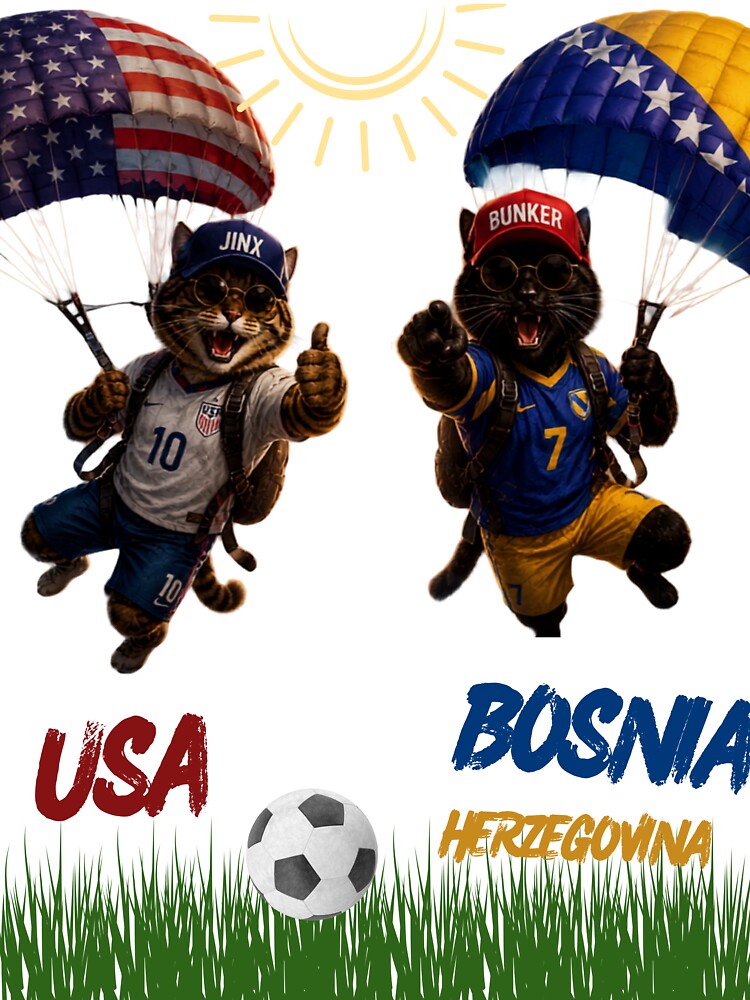USA vs Bosnia Herzegovina Funny Soccer Cats World Cup 2026 by nexargraphics