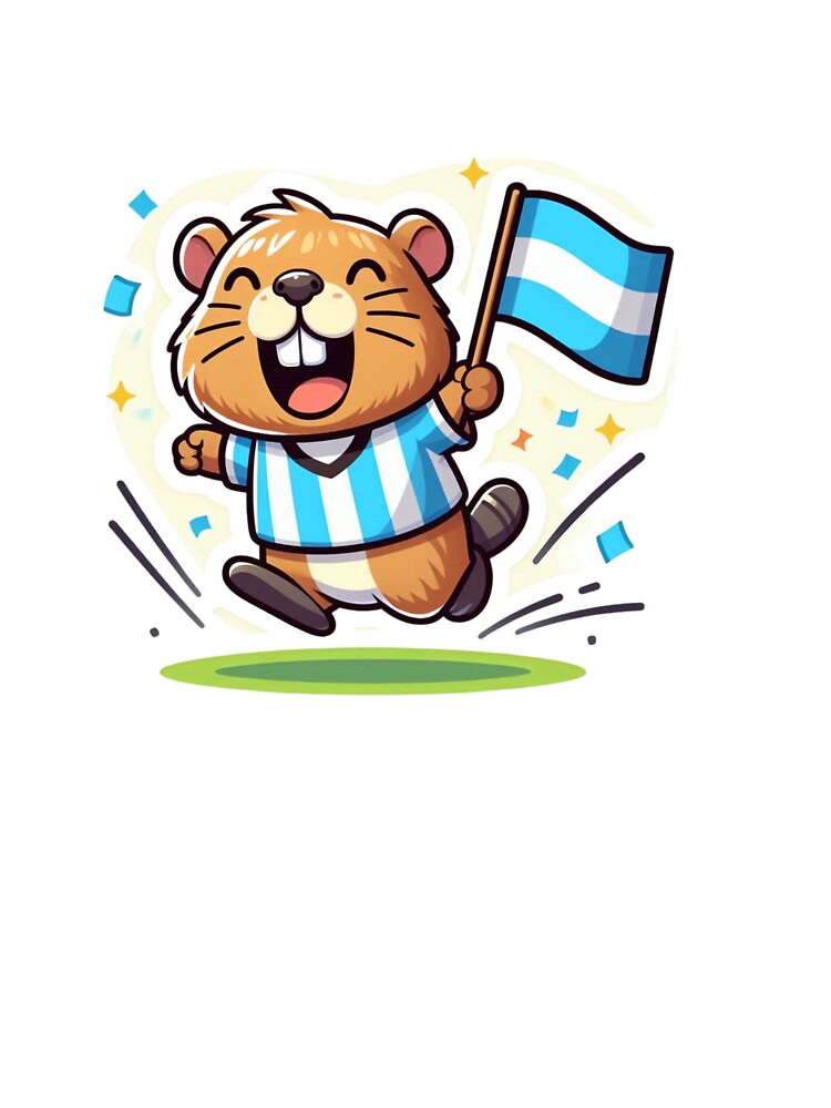 Cute Argentina Capybara Soccer Fan Sticker | Funny Football Supporter Animal Cartoon | Capybara Mascot Gift by gkhanco