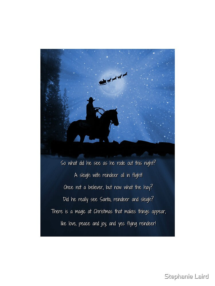 Cute Country Western Cowboy and Santa in the Snow Poem Holiday Card by Stephanie Laird