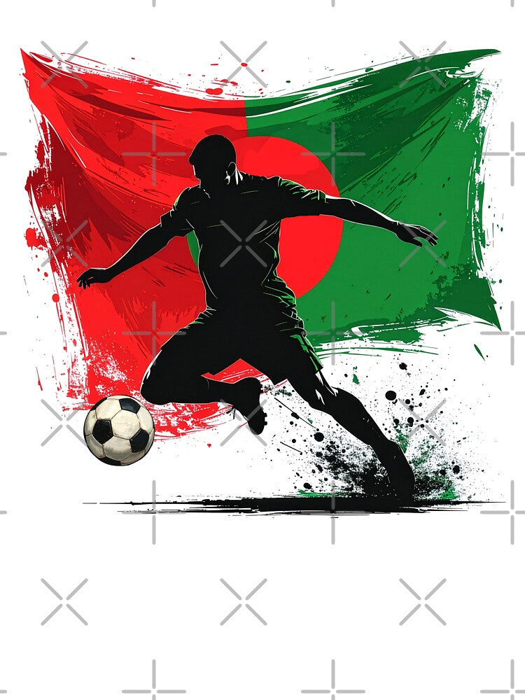 Morocco Soccer Player Art — Maroc Football Flag Action Fan Print by icemanphotos