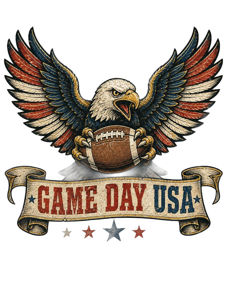 Game Day USA — Bald Eagle World Cup 2026 Football Fan T-Shirt by The96Minutes