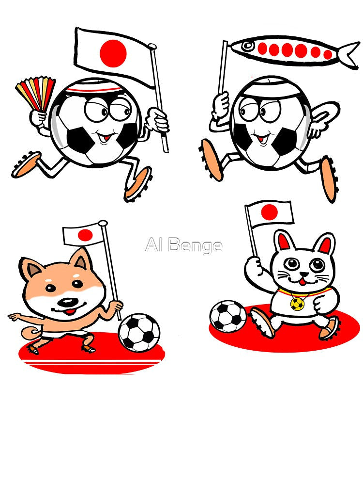 Funny Japan Soccer Cartoon Character Sticker Sheet by Al Benge