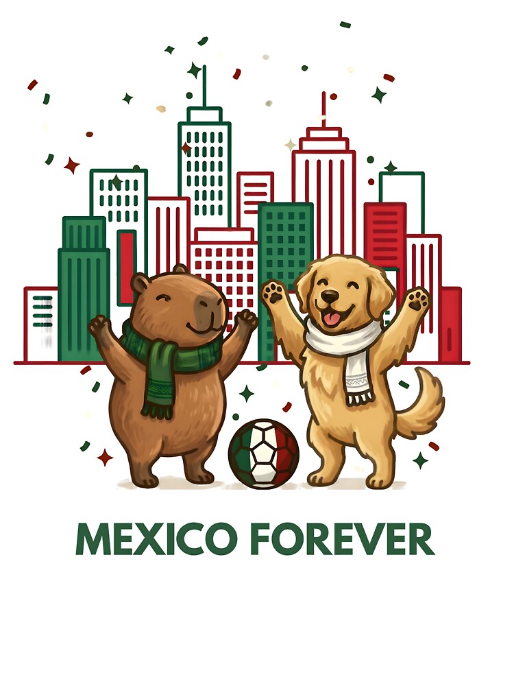 Mexico Fun Vibes Capybara And Dog City Skyline by laughingshirts
