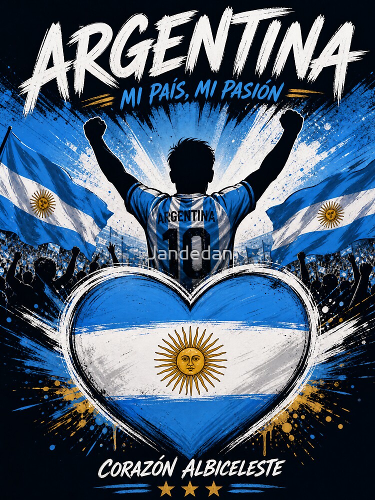 Argentina Flag Heart – Football Fan Pride Design by Jandedan