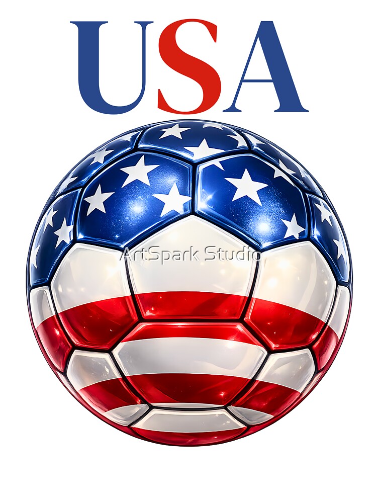 USA Soccer Ball Red White Blue Football Design Patriotic Sports Gift by ArtSpark Studio