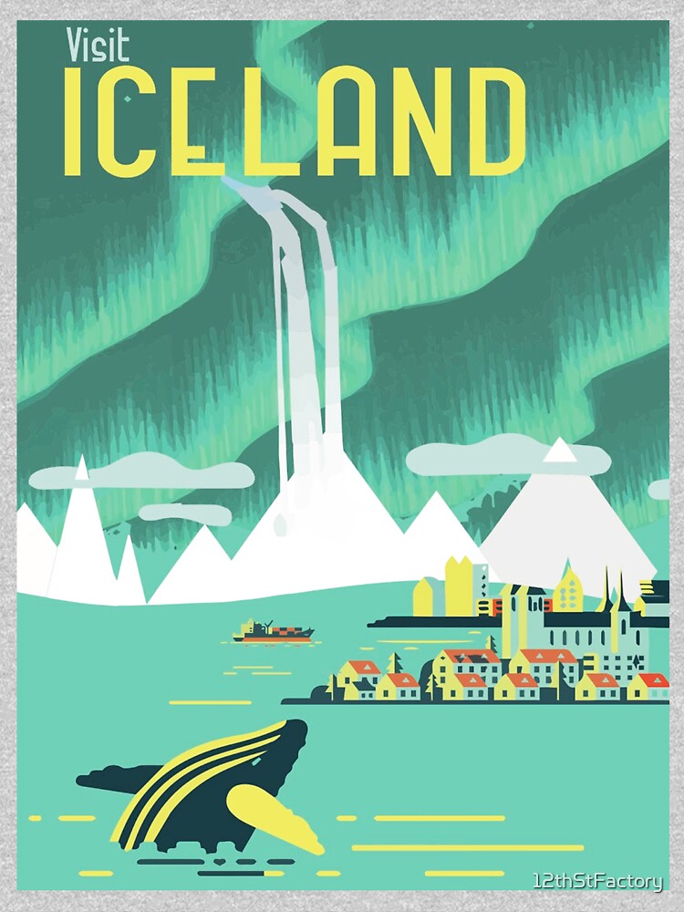 VINTAGE ICELAND TRAVEL Poster, Visit Iceland Travel Art Poster or Canvas Print, Vintage Travel Posters by 12thStFactory
