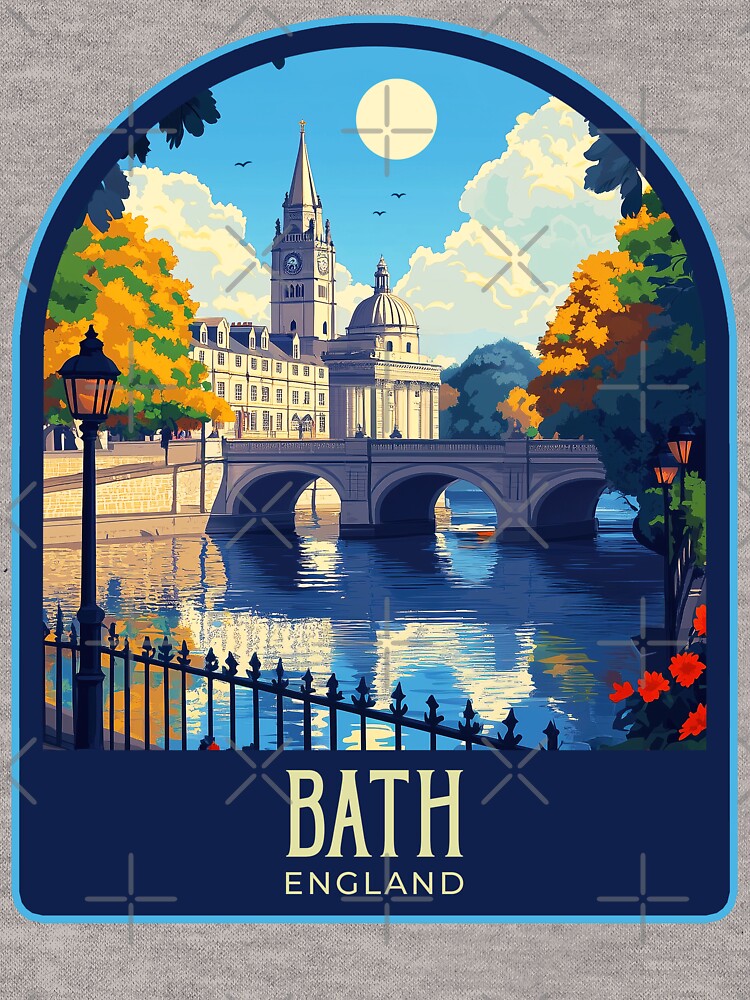 Bath Vintage Travel Illustration by HomeLivingCo
