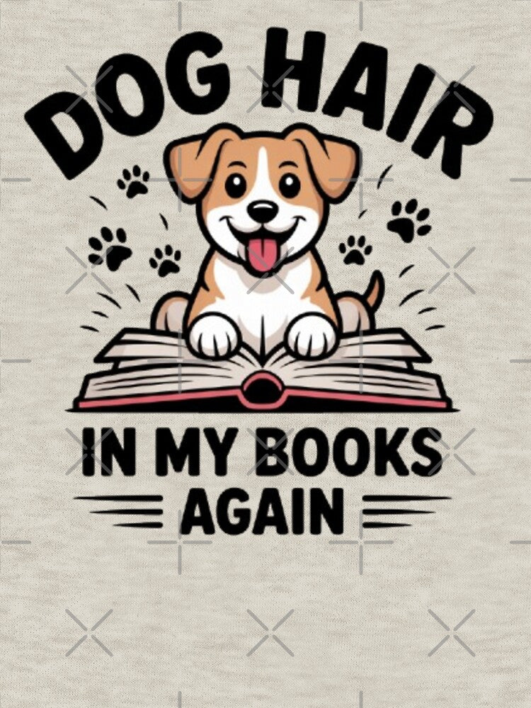 Dog Hair In My Books Again Funny Dog Lover Sticker by KomalArtStudio