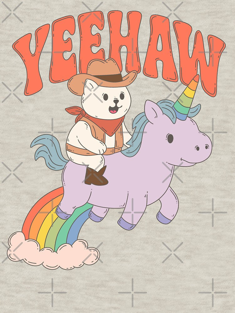 Yeehaw Cowboy Cat Riding Rainbow Unicorn by Jess.a.creates