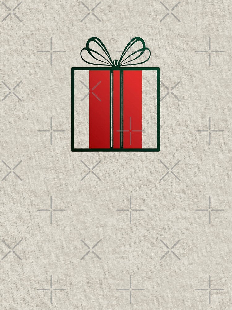 Minimalist Red and Green Gift Box Outline with Ribbon Holiday Design by gk-creations