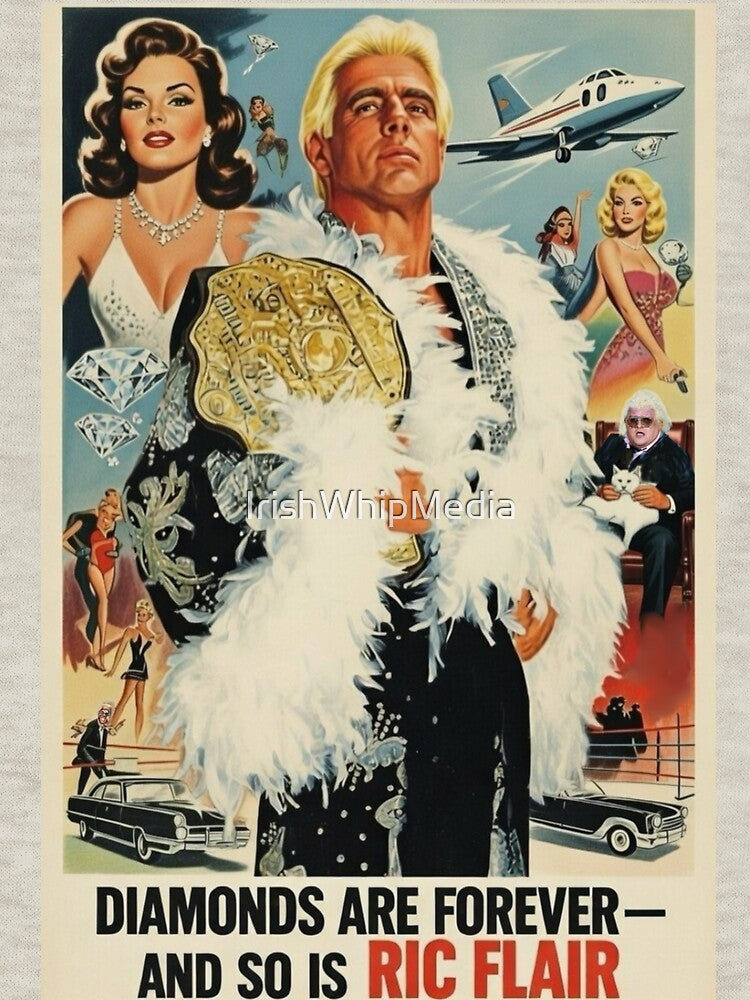 Flair Diamonds Are Forever Parody Poster – Nature Boy Wrestling Legend Vintage Style Art by The Irish Whip
