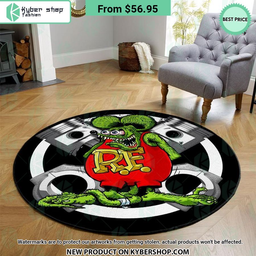 Rat Fink Hot Rod Round Rug