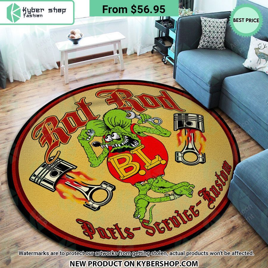 Rat Rod Parts Service Kustom Fink Hot Rod Round Rug