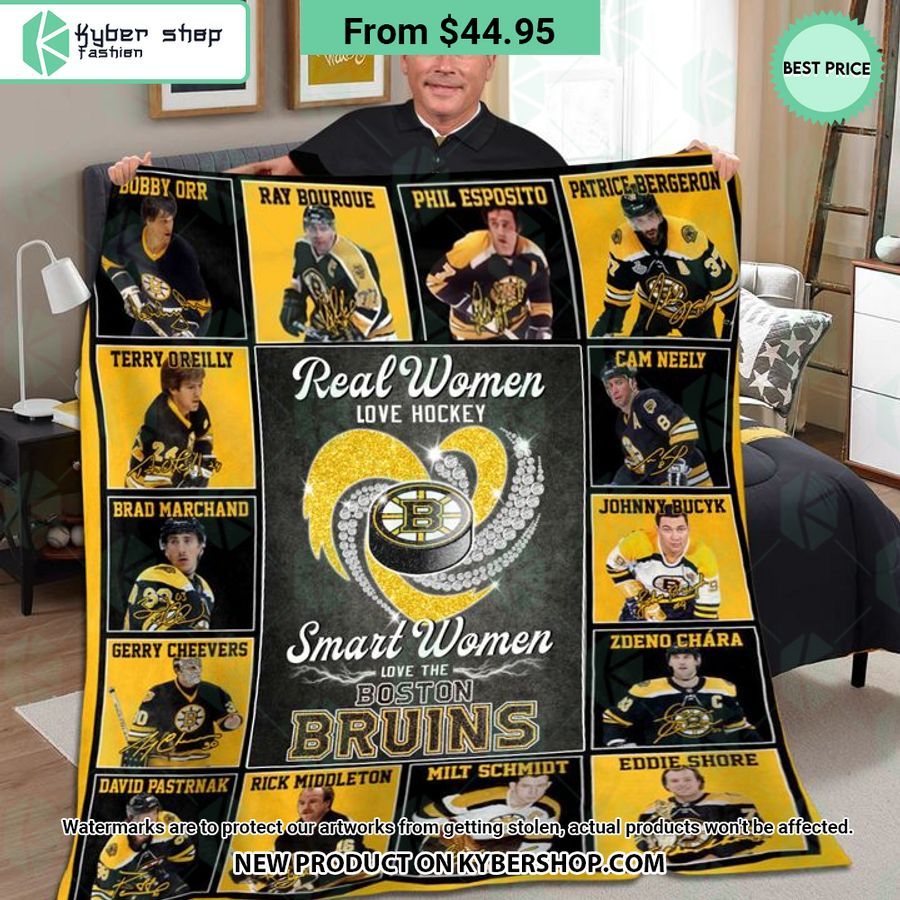 Real Women Love Hockey Smart Women Love The Boston Bruins Blanket
