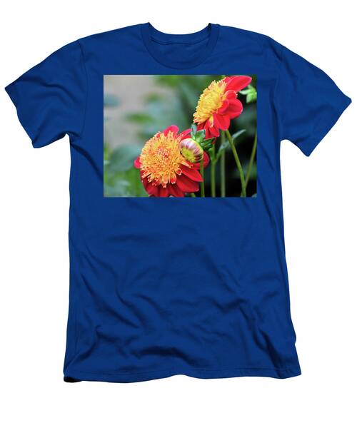 Red Gold Dahlia Pair With Bud T-Shirt