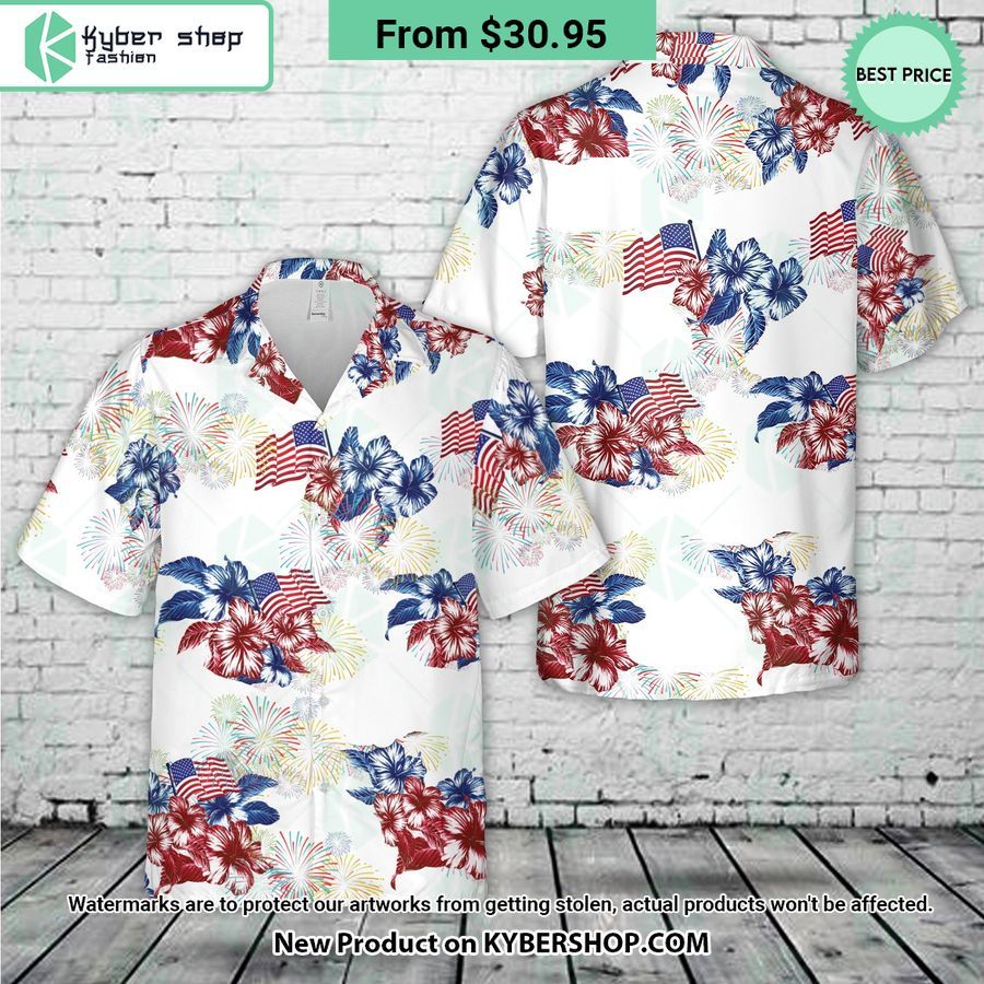 Red White And Blue 4th Of July Hawaiian Shirt