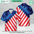 Red White and Blue Tie Dye 4th of July Hawaiian Shirt