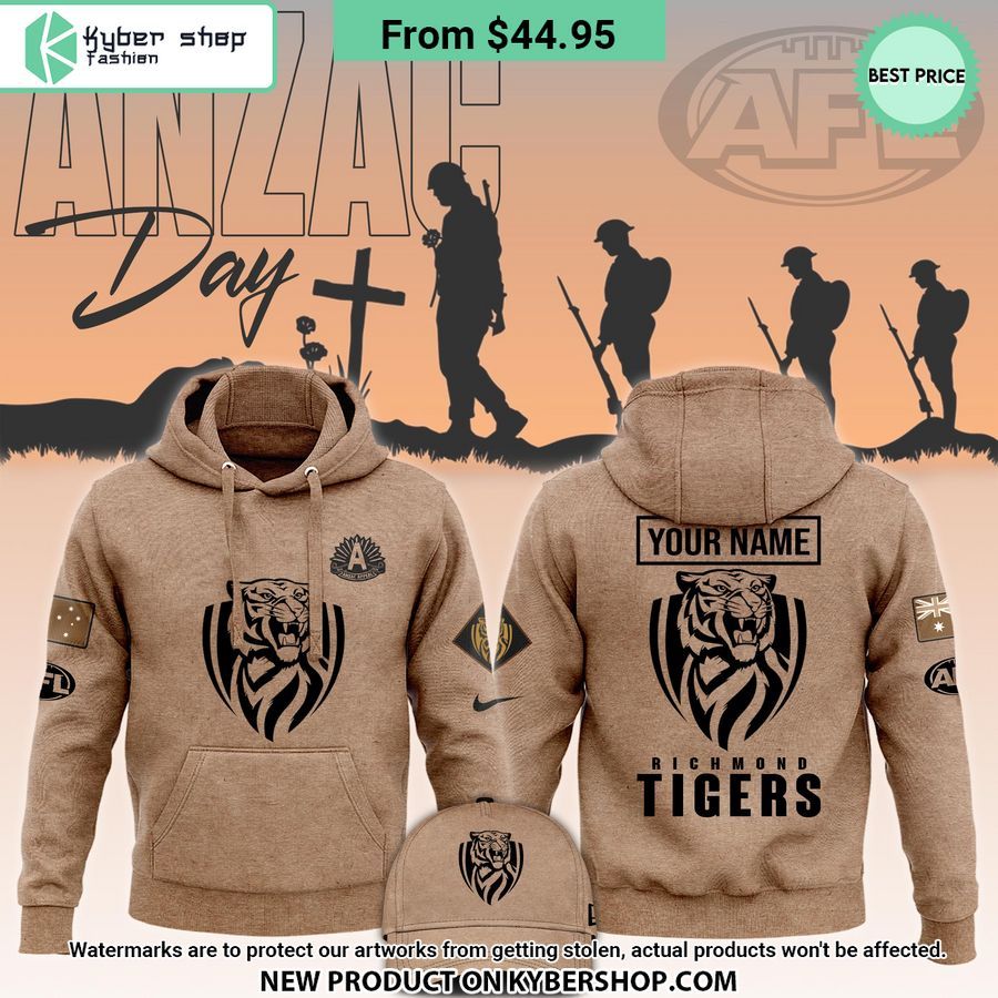 Richmond Tigers AFL Anzac Day CUSTOM Hoodie