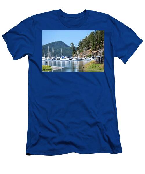 Roadside View Of Lopez Island Marina Reflection T-Shirt