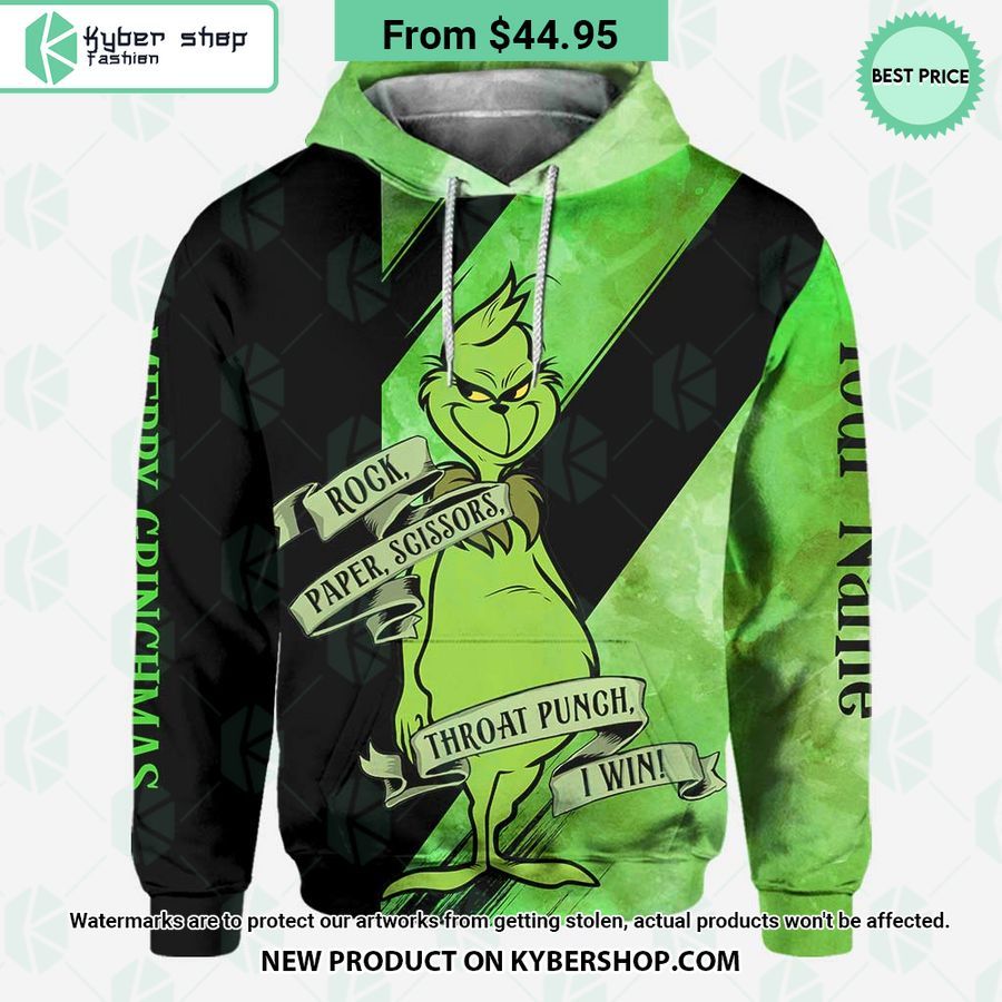 Rock Paper Scissors I Win Grinch Merry Christmas Hoodie, Legging