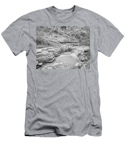 Rocky Waterfall In Black And White T-Shirt