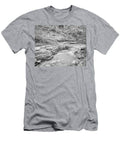 Rocky Waterfall In Black And White T-Shirt